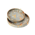 DULI Set of 2 MDF Wood Trays Enamel Coated| Round Trays Set of 2 | Serving Trays | Wooden Tray | Kitchen&Dining Decorative | Resin Tray | Handmade | 7x7 & 9x9 inches (Setof2Round: SilverGoldBirds)
