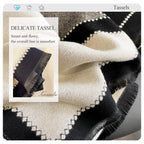 LumiSyne Winter Scarf Cashmere Shawl For Women Men Geometric Pattern Fashion Pashmina Scarves With Tassel Long Couple Style Scarf Cashmere Soft Warm Scarves Stole, Black/Beige, Talla única
