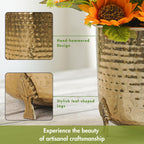 BEHOMA Metal Hammered Planter for Home Decor, Golden