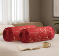 Stuffique Bolster Pillow Cover Set of 2, Round Cushion Cover - 16 x 32 inches, Maroon
