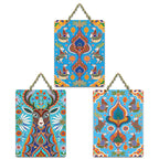 Artvibes Nature Theme Artwork Decorative Wall Art MDF Wooden Wall Hanger for Home | Room Decoration | Handcrafted Art | Wall Art Print | Artworks Hangings | Unique Gift Items (WH_96119N), Set of 3