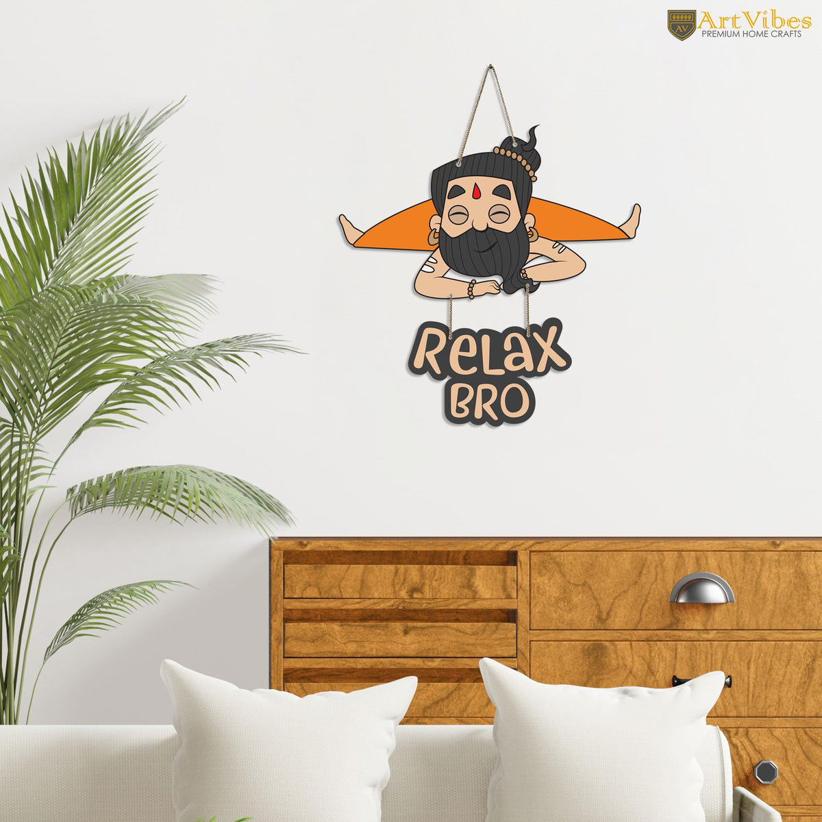Artvibes Relax Bro Printed Wooden Wall Hanging with Quotes for Home Decor | Gifts | Living Room | Bedroom | Wooden Decorative Items | Modern Decoration | Artworks Wall Hangings (WH_5728N)