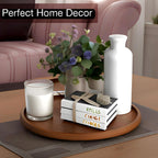 Dime Store Round Wood Tray for Coffee Table, Small Wooden Serving Tray, Decorative Trays for Home Decor (11.5 x 11.5 inches, Natural)
