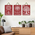 Artvibes Tribal Warli Art Decor Decorative MDF Wooden Wall Art for Home | Living Room | Office | Wall Art Painting For Hall | Graphic Artwork | Wall Art Print | Ideal Gifts (WH_96157N), Set of 3