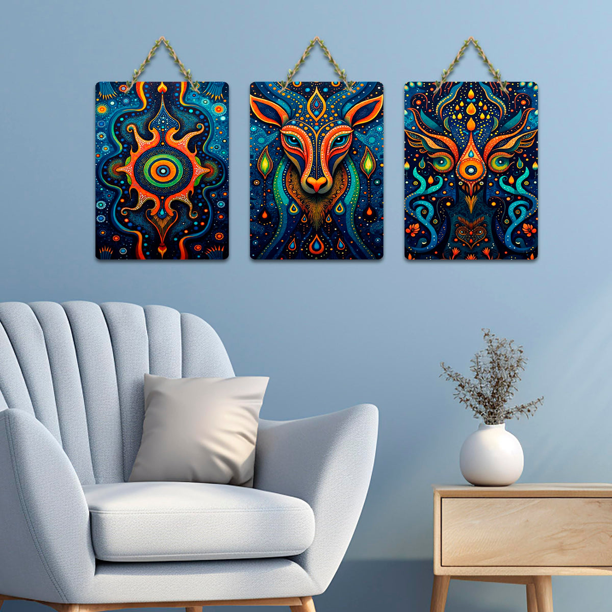 Artvibes Psychedelic Sacred Animal Cosmic Universe Art Wall Hanging For Home | Wall Art Living Room | Wall Decor Items | Bedroom | Ethnic Gifts | Door Decoration Items | Decor Artwork (WH_9677N)