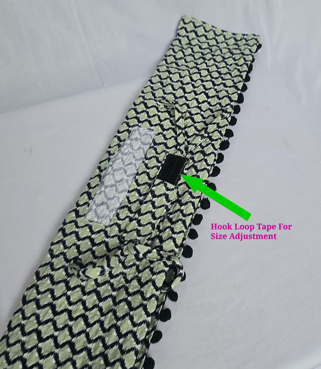 Switchon Rayon Mill Dye Innovative Scarf Hijab For Women With Closer Hook And Loop Tape Size Adjustable -Scoty Scarf (Green_Black), (Female)