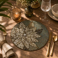 MFU Made For You Handcrafted Beaded Round Placemat 14 Inch (14 Inches, Leaf 4) Kafalo