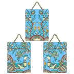 Artvibes Kalamkari Art Wooden Wall Hanger for Home Decor | Living Room | Wall Art Paintings | Wall Illustrations | Wall Accents | Door Hanging Art Items | Gift Items (WH_96160N), Set of 3