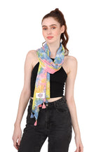 PALATT Womens and Girls Combo Scarfs and Stoles -Size 65x185cms- Soft and Comfortable Viscose Cotton Scarfs for Versatile Styling - Beaded Tassels - Durable and Long-lasting