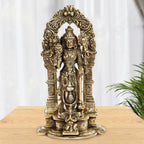ARTVARKO Lord Vishnu/Narayan Standing on Garuda Pedestal Brass Idol Height 9 Inches (Color Gold) 1 Pcs Standard.