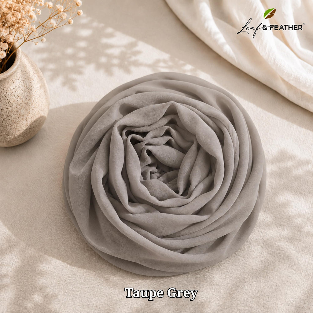 Leaf & FEATHER Chiffon Georgette hijab Scarf for Women | 200 cm x 70 cm | Pack of 3 Hijab Set | Lightweight & Breathable | Women's Shawl | Daily Wear & Occasion (Everyday Essentials)