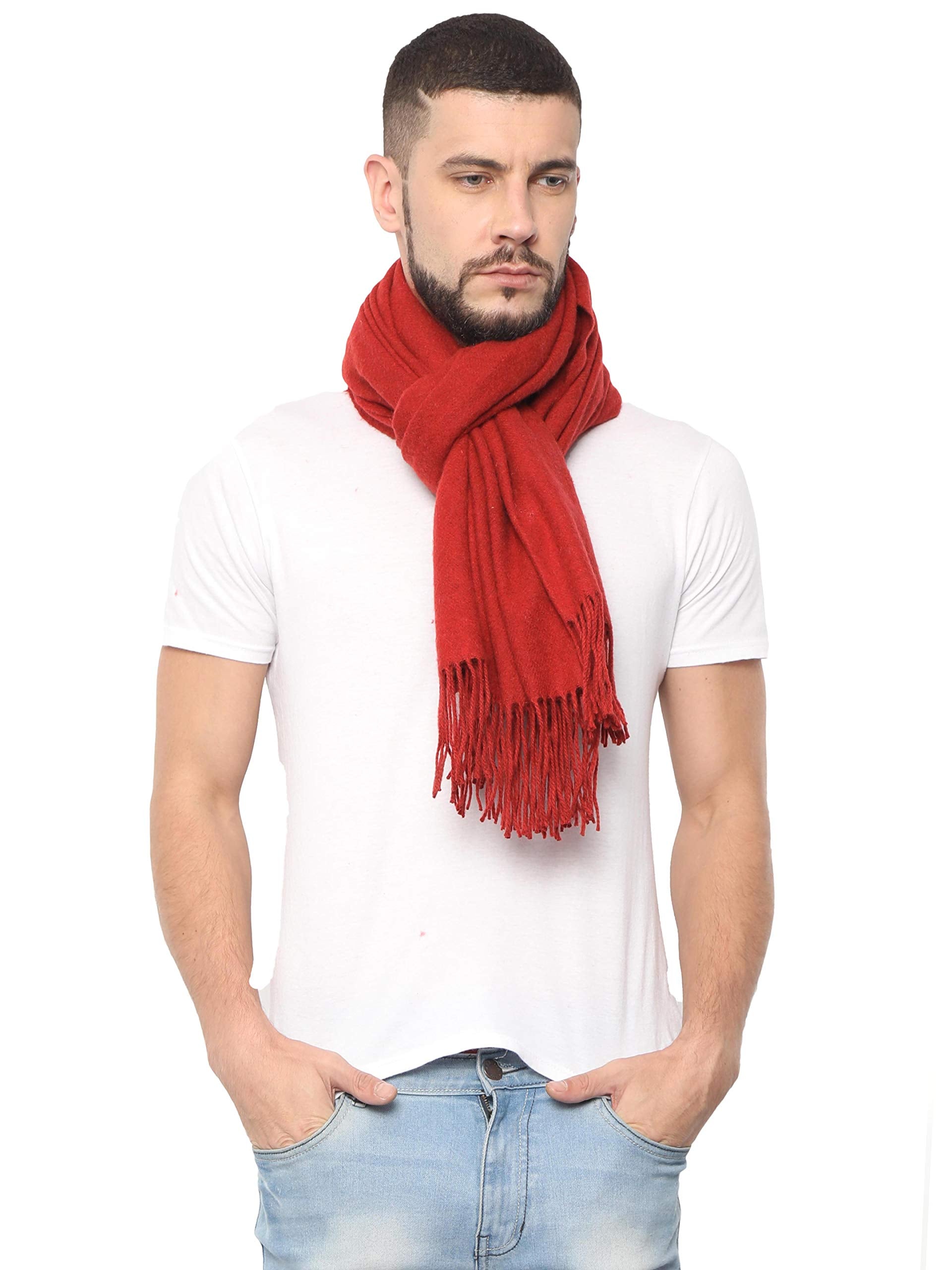 FabSeasons Solid Woolen Winter cashmere Scarf, Scarves, Stoles and Shawl, Size - 70 * 190 cms