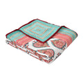 BLOCKS OF INDIA 100% Cotton Dohar King Size Reversible Hand Block Printed Malmal Summer Dohar/Blanket (Turquoise Motifs) Kafalo