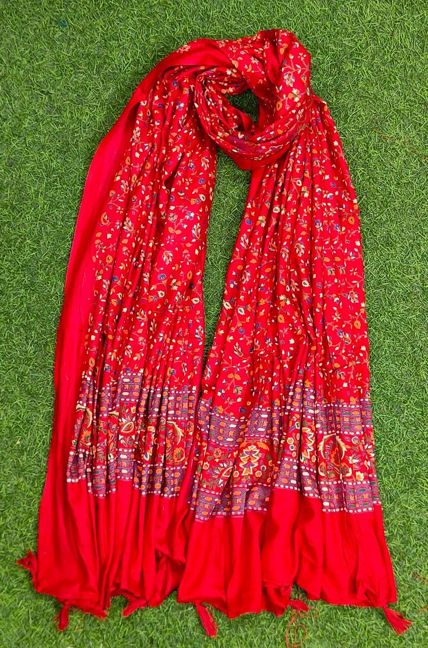JAHAN TEXTILE Floral Printed Scarf for Women | Soft Lightweight Dupatta/Stole with Tassels | Elegant Ethnic & Casual Wear Wrap | Stylish Designer Shawl for All Seasons (Gajri)