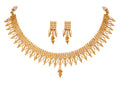 JFL - Jewellery for Less Traditional One Gram Gold Plated Necklace Set for Women | Design Handmade Mesh Pattern Necklace with Matching Drop Earrings | Ethnic Wedding, Bridal & Festive Jewellery
