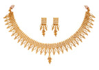 JFL - Jewellery for Less Traditional One Gram Gold Plated Necklace Set for Women | Design Handmade Mesh Pattern Necklace with Matching Drop Earrings | Ethnic Wedding, Bridal & Festive Jewellery