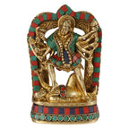 ARTVARKO Kali Maa Murti Brass Maha Kali Ten Legs Mahakali Kalika Maa Statue Idol Puja Murti Decor 4.5x6 Inches