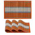 HOKIPO ® River Grass Handcrafted Madurkathi Heat Resistant Dining Table Mats Place Mats (Orange, 12x18 Inches) Set of 4 Pieces Kafalo