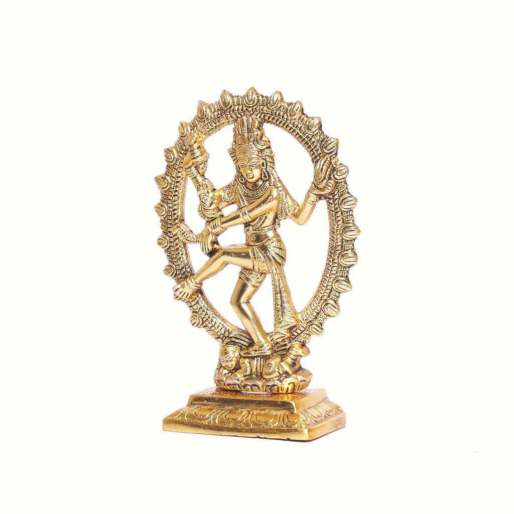 KridayKraft Shiva Idol Metal Statue for Home Decor,Gold Plated Dancing Shiva Natraja/Natrajan (Mahakal Murti) Murti Showpiece Figurine Decorative & Gifts Article...