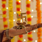 Behoma 100% Pure Brass Swastik Diya for Puja