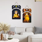 Artvibes Guru Nanak Dev Mdf Wood Wall Art for Home Decor | Spiritual Decor Items | Wall Art Paintings | Wall Poster | Religious Wall Hanging| Stylish Modern Decor Item | Gift Item (WH_9211N), Set of 2