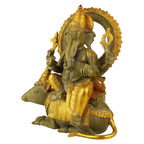 ARTVARKO Big Brass Lord Ganesha Bhagwan Idol Ganesh Statue for Living Room Decor Sitting on Mooshak Rat Sawari Home Entrance Decor Luck Gift Greenish & Gold Finish 16 Inches