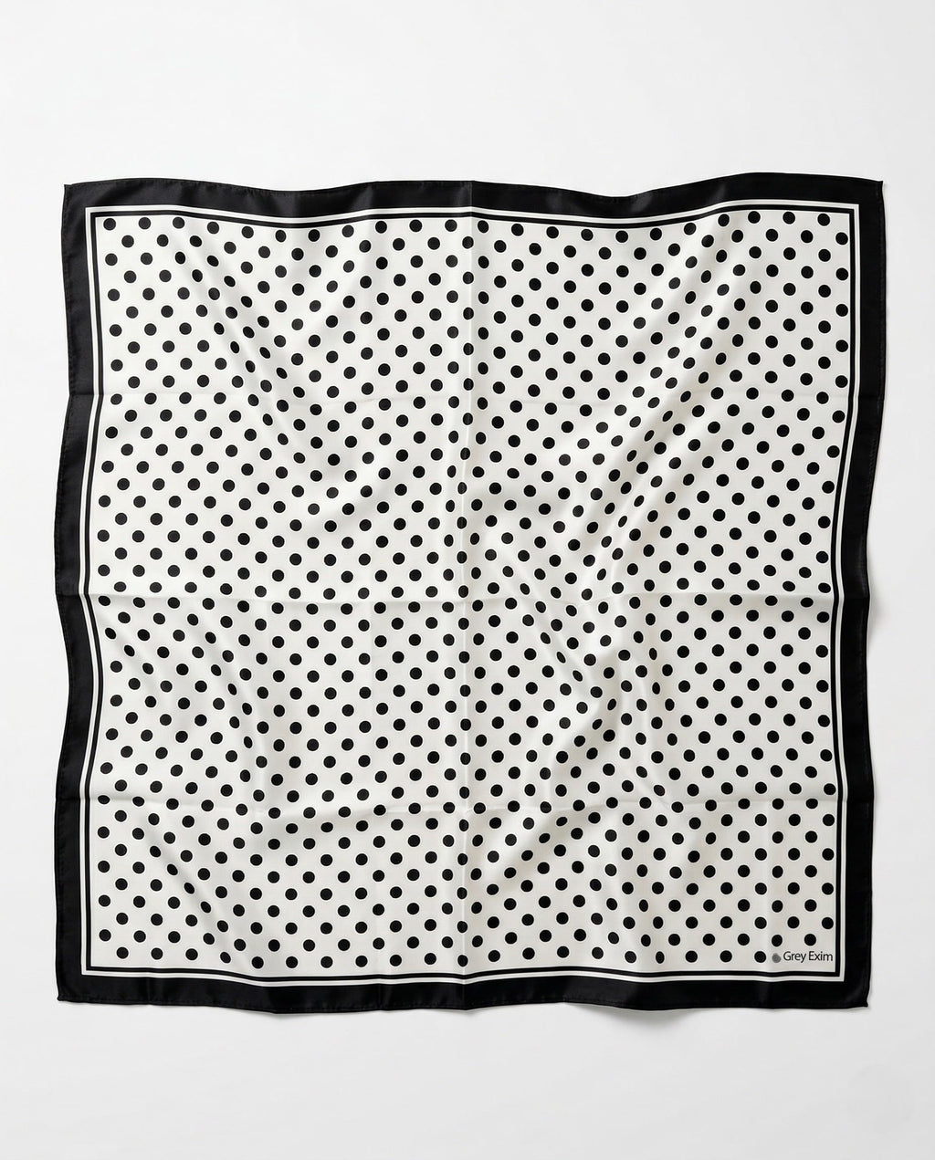 Grey Exim Women Polka Dot Printed Scarf, White & Black, Lightweight Polyester Crepe Square Scarf