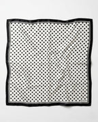 Grey Exim Women Polka Dot Printed Scarf, White & Black, Lightweight Polyester Crepe Square Scarf
