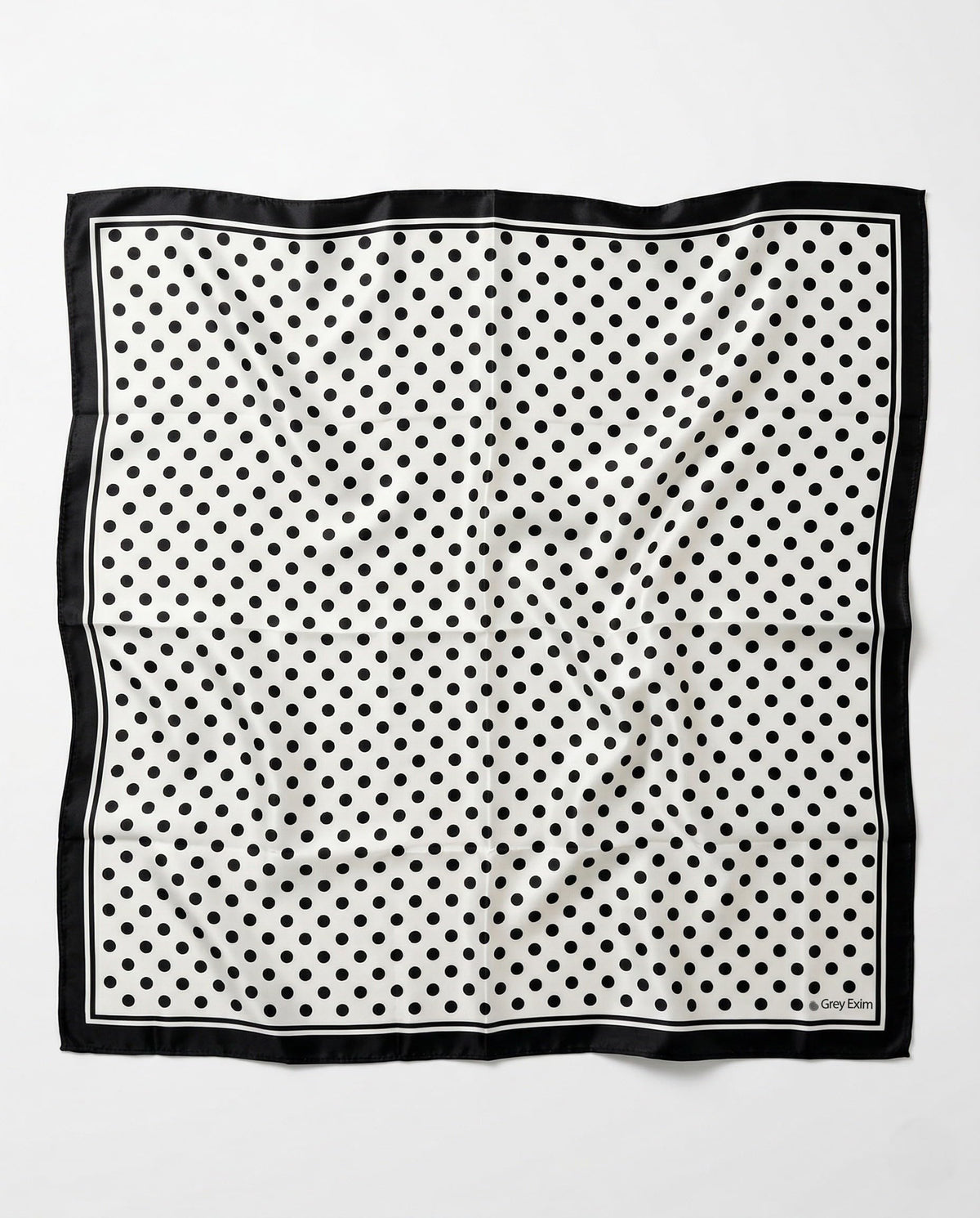 Grey Exim Women Polka Dot Printed Scarf, White & Black, Lightweight Polyester Crepe Square Scarf