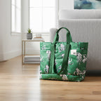 DailyObjects Idyll Western Tote Bag For Girls &Women | Crafted Using Soft-Touch & Water-Repellent Polyester | Polyfill Cushioning On The Inside | Holds Any Laptops Upto 14'' (Color - Green)