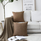 Khooti Jute Cushion Cover | 10x10 | Brown | Set of 2 | Throw Pillow Cover for Couches, Chairs, Sofas, Beds, Coffee Tables, Living Rooms, Bedrooms, Modern Boho Design