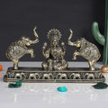 ARTVARKO Brass Gaj Lakshmi Elephant Idol Goddess Maha Laxmi Gajlaxmi Sitting Statue for Home Decor Puja Mandir Temple 8 Inch