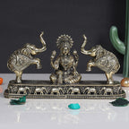 ARTVARKO Brass Gaj Lakshmi Elephant Idol Goddess Maha Laxmi Gajlaxmi Sitting Statue for Home Decor Puja Mandir Temple 8 Inch