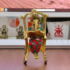 KridayKraft Chair Ganesha ji Reading Book with Stone Work,Ganesha Metal Statue,Ganpati Murti Idol for Pooja & Home,Office Décor Ganesh Idol Religious Showpiece for Decoration & Gifting Article