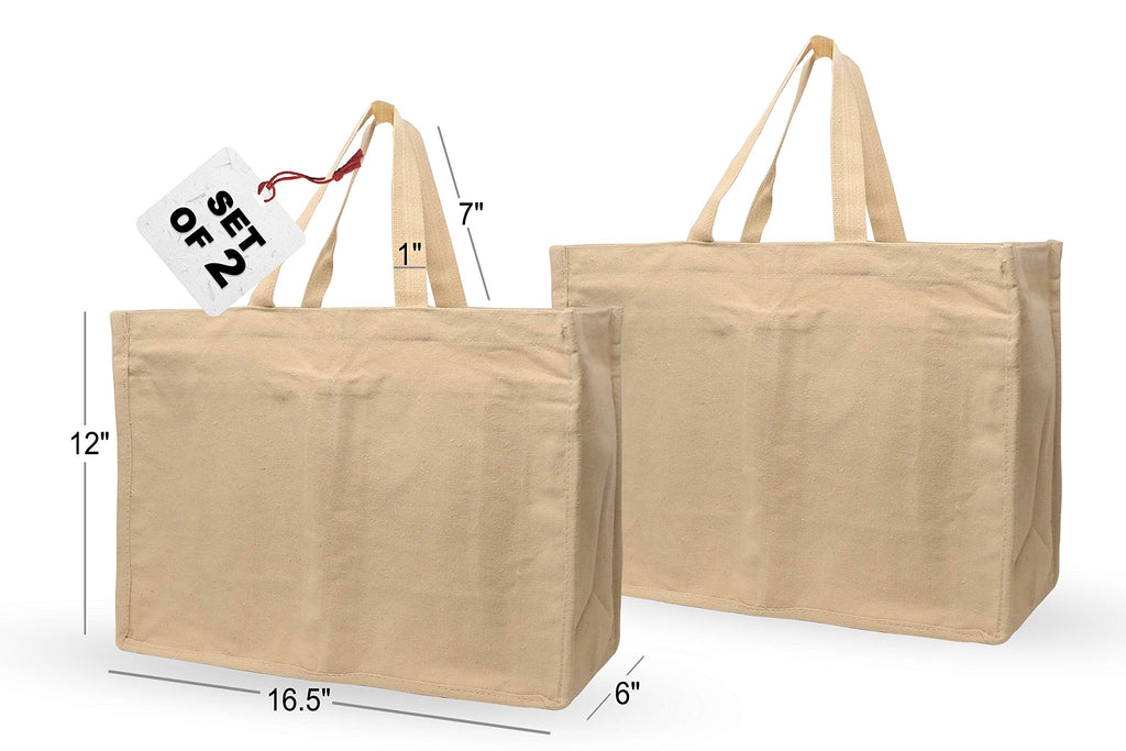 Green Practices Vegetable Compartment Bag with 6 pockets for Shopping (Set of 2); Eco-Friendly, Reusable, Multi-Purpose Washable Cotton Canvas Bags