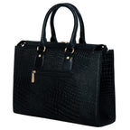 HYATT Leather Accessories Full-Grain Cro Leather Top-Handle satchels Tote Handbags & Shoulder Sling Bags For Women Office Branded Size- L-13.5 X H-10.5 x W- 4.6 Inch (BLACK)