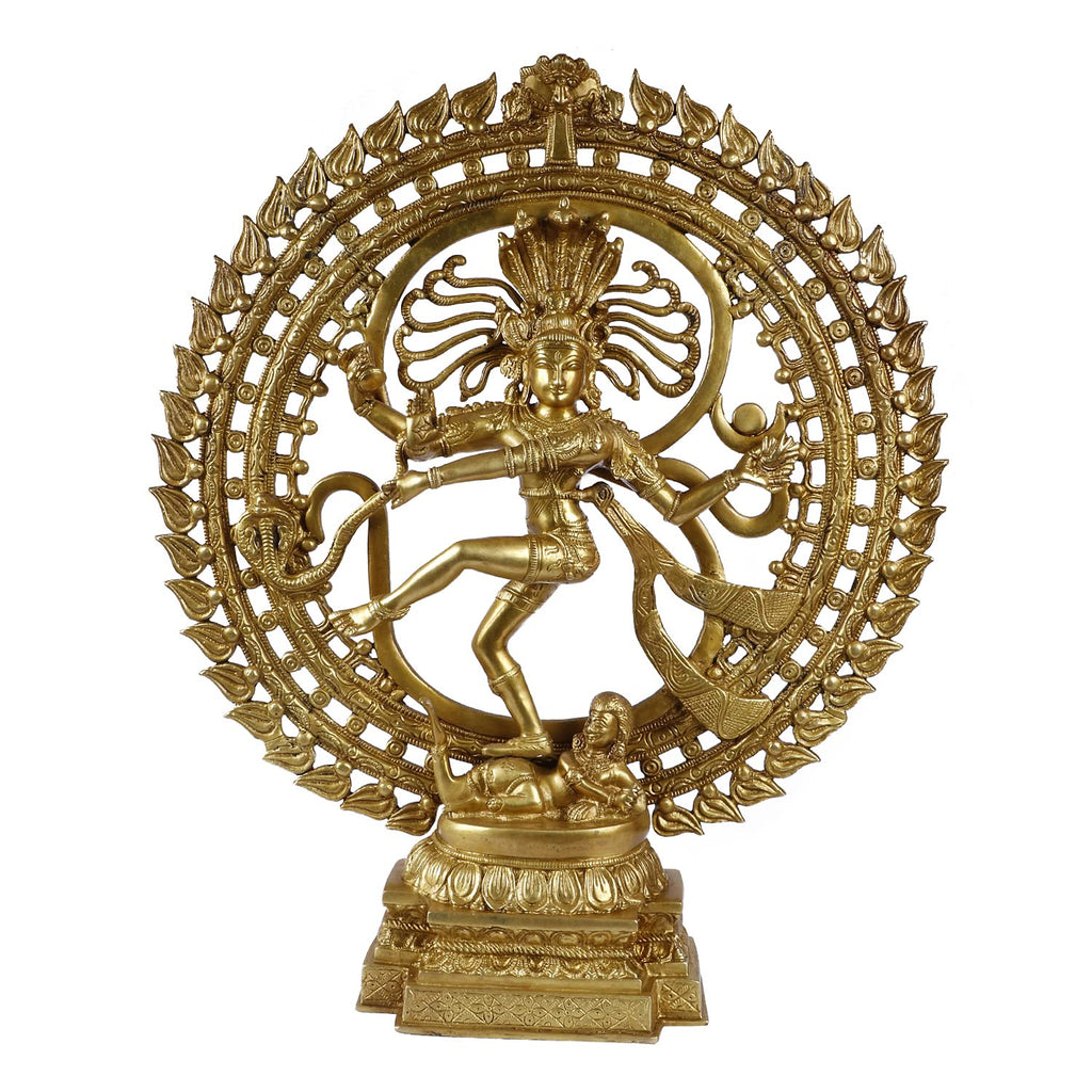 ARTVARKO Brass Natraja Big Statue Idol of Lord Shiva Ji Dancing Om Natraj Murti for Temple Mandir Home Décor 20 Inches