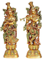 SVARUP Big Brass Radha Krishna Pair Idol Radhay Krishan Murti in Multicolor Height 29 Inch