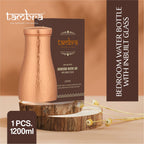 Tambra Copper Bedroom Jar with Inbuilt Glass | Hammered Design | Handcrafted, Leakproof, Jointless | Ayurvedic Benefits, Antioxidant Properties | 1200 ml (Pack of 2)