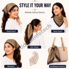 RiddhiInfotech Uttarakhand Pahadi Printed Square Scarf for Women | 26 x 26 Inch Traditional Head Scarf | Vintage Hair Wrap, Bandana, Neck Scarf & Stylish Fashion Accessory | Multicolour