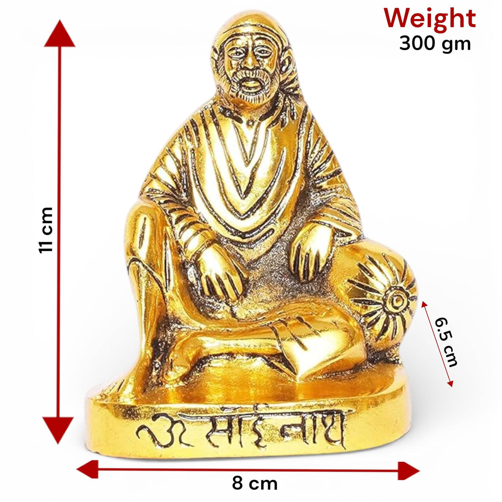 KridayKraft Shirdi Sai Baba Metal Statue,Sai Nath Idol,Sai Baba Murti Idol for Car Dashboard & Home,Office Decor,Showpiece Figurines,Religious Gift Article,Corporate Gift...