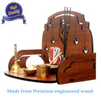 Heartily® Ganesh Diya Beautiful Wooden Pooja Stand Mandir for Home Temple for Office Puja Mandir for Home Wall Product (Height- 9.5, Length- 12, Width-8.5 Inch)