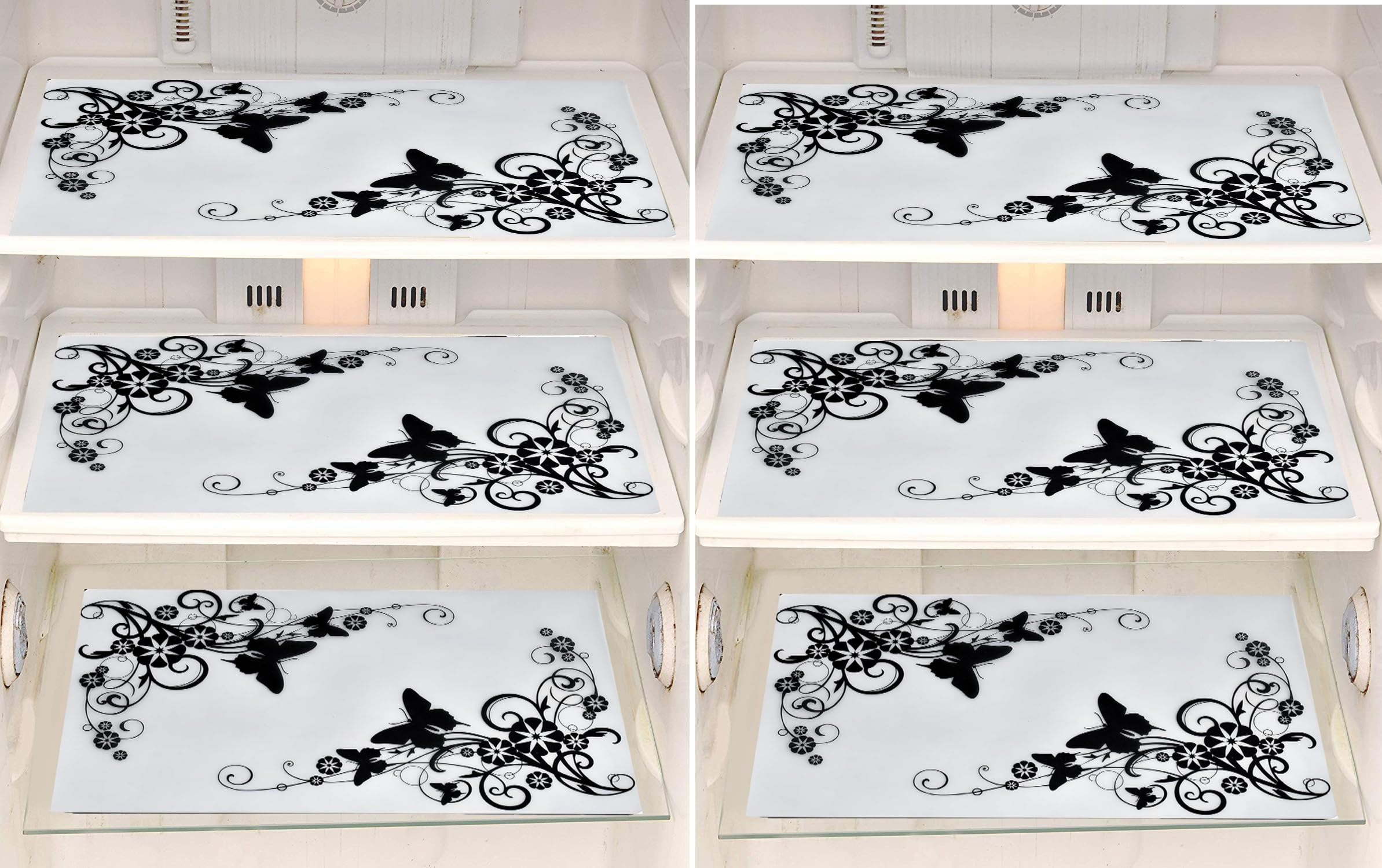 FACTCORE Refrigerator Drawer Mat/Fridge Mat Set of 6 Piece (11.5 X 17.5 Inches) (Butterfly) Kafalo