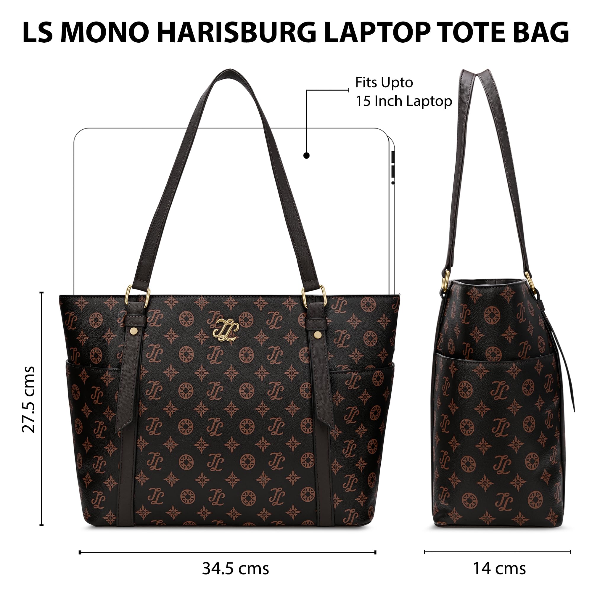 Lavie Signature Women's Harisburg Monogram Tote Laptop Bag | Tote Laptop Bag for Work | Ladies Purse | Stylish Shoulder Bag | Gift for Women