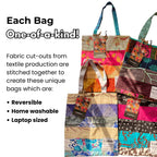 Arani Eco Upcycled Cotton Carry Bag | 13 * 15 inch | Reversible | Perfect for gifting | Made with fabric pieces from textile production | Created by senior design professionals at Swayam India