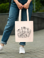 DOODLE Canvas Tote Bag for Women with Zip – Poly Cotton Shoulder Bag with Outer Zip & Inner Pocket for College, Office, Shopping & Travel