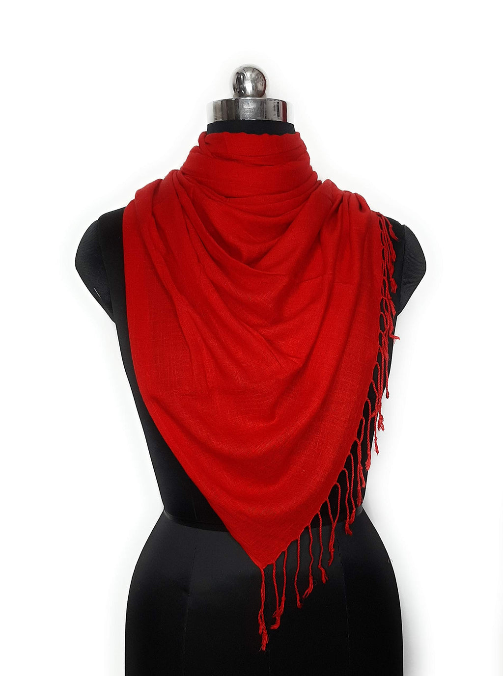 Chandwasia Linen Rayon Scarf, scarves, Viscose Fabric stole & Shawl Design for Men & Women for Summer & Winters(Red)