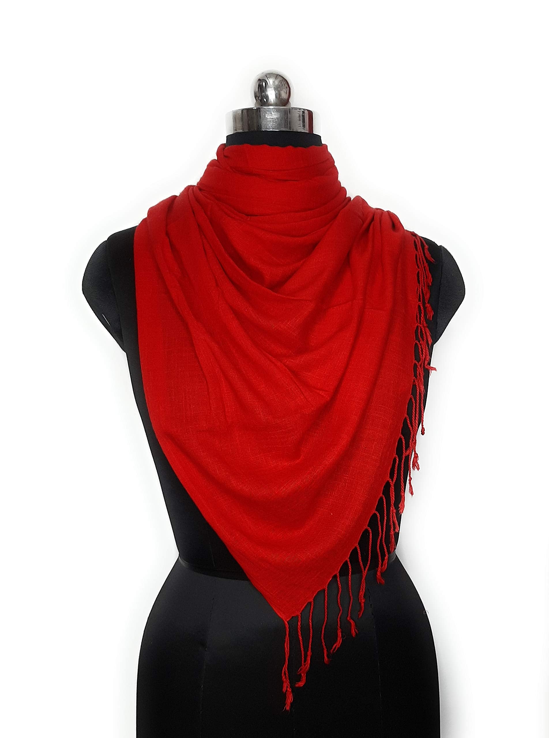 Chandwasia Linen Rayon Scarf, scarves, Viscose Fabric stole & Shawl Design for Men & Women for Summer & Winters(Red)