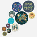 Artvibes The Future Depends On What You Do Today Round Shape MDF Wooden Wall Decor Items | Motivational Wall Decor | Wall Accent | Gift Items | Office Wall Decoration Items (WPS_146N), Set of 11