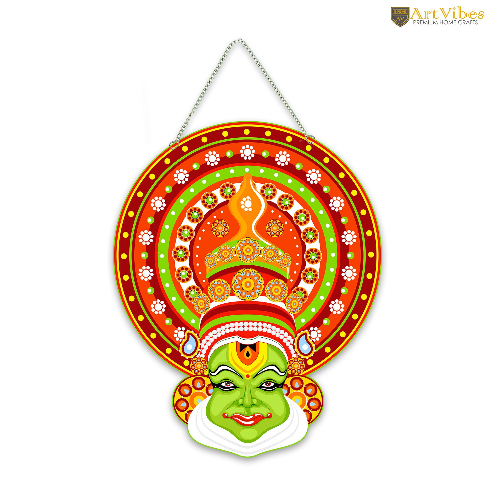 Artvibes Kathakali Cultural Dance Wooden Wall Hanging Art Item For Living Room | Traditional Artwork | Wall Art For Hall | Wall Poster | Graphic Art | Ethnic Wall Decor | Gift Items (WH_8607N)